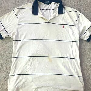 Polo by Ralph Lauren White and Navy Striped Polo Shirt